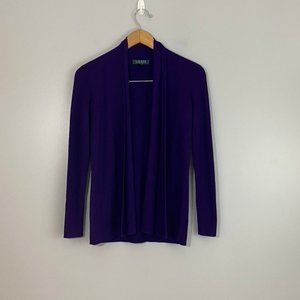 Lauren Ralph Lauren 100% Merino Wool Open-Front Double Collar Cardigan